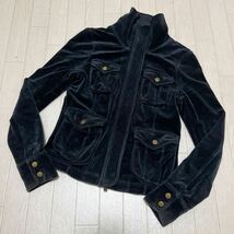 和217★ AJ ARMANI JEANS アルマーニジーンズ フリース ジップアップブルゾン 比翼ジップ USA S レディース ネイビー_画像1