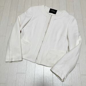 和222★① GREEN LABEL RELAXING UNITED ARROWS グリーンレーベルリラクシング ノーカラージャケット ホック 40 レディース ホワイト