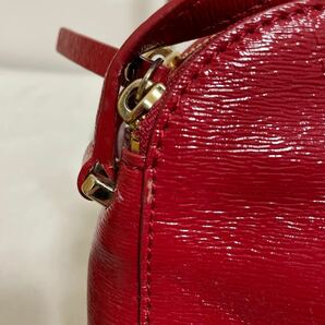 和203★① kate spade NEWYORK ケイトスペード ニューヨーク ショルダーバッグ パテントレザー エナメル レディース レッドの画像8