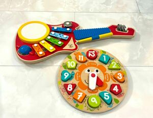 Hape 6in1 ギターバンド　と時計の知育玩具のセット　ハペ　 おもちゃ