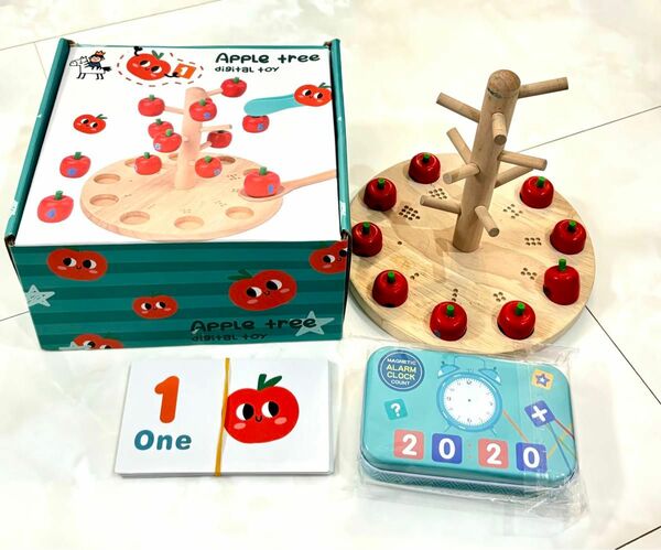 木製パズル りんごの木 知育玩具 モンテッソーリ apple tree おもちゃ　 木製パズル