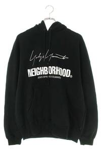 ネイバーフッド NEIGHBORHOOD ヨウジヤマモト 22AW 222YAYYN-CSM01S サイズ:L ダブルネームロゴプリントプルオーバーパーカー 中古 BS99