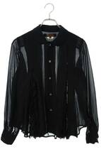 ブラックコムデギャルソン BLACK COMME des GARCONS 1H-B023 サイズ:XS AD2021 フリルシースルー長袖シャツ 中古 BS99_画像1