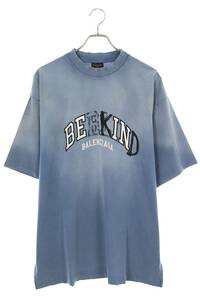 バレンシアガ BALENCIAGA 23AW 764235 TPVD5 サイズ:M BE KINDプリントダメージ加工Tシャツ 中古 SS13