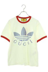 グッチ GUCCI アディダス 22SS LOGO PRINTED TEE S/S 702612 XJEB1 サイズ:S ダブルネームロゴTシャツ 中古 OM10