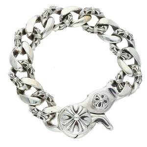 Chrome Hearts Chrome Hearts Fncy CHN LNK/FACID LING CLIP Размер: 13 Link Silver Bracelet Используется SJ02