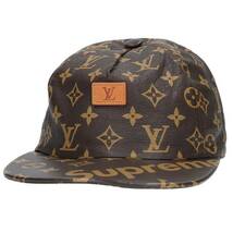 シュプリーム ルイヴィトン SUPREME LOUISVUITTON 17AW LV 5-Panel Hat モノグラムレザー5パネル帽子 中古 SS13_画像1