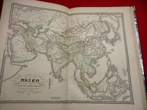 s004◇ 大型本　1855年　日本含むアジア地図10枚有り 銅版画　K. v. SPRUNER　HAND-ATLAS　地図帳　40cm x 27cm 韓国　中国　洋書 古書