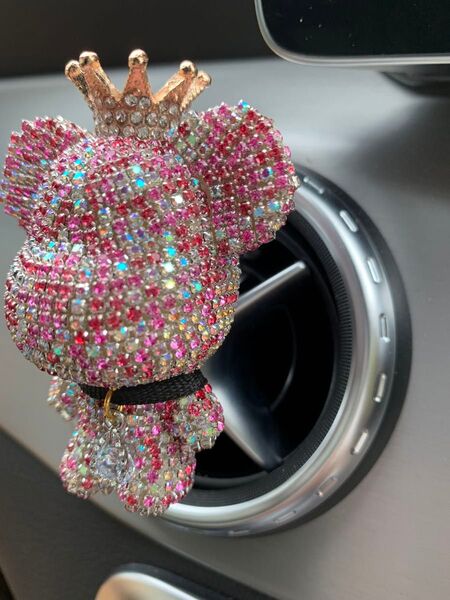 バイカラーキラキラクマ 車芳香剤 車アクセサリー