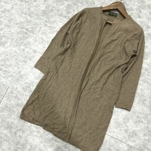 JJ @ 極上CASHMERE100% '着心地抜群' KARA-KORUM カシミヤ WOOL ニット ロング カーディガン 婦人服 レディース トップス 古着 ベージュ系