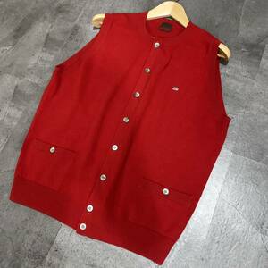 QQ ▼ 都会のカジュアルウェア '日本製' Papas パパス 国旗刺繍 ウール100% ボタン ベスト size:L トップス 紳士服 RED