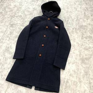 WW ▼ 都会のカジュアルウェア '日本製' danton vetements de travail ウールモッサ くるみボタン フード付き シングルジャケット size:34