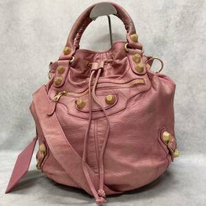 1円〜 美品 BALENCIAGA バレンシアガ ジャイアント　ポンポン 2way 　ピンク　シティ