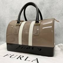 1円〜 美品 FURLA フルラ CANDY キャンディ ハンドバッグ ミニボストン エナメル レディース ブラウン系_画像1