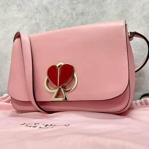 1円〜　美品　Kate spade ケイトスペード ショルダーバッグ 二コラツイスト 斜め掛け レザー レディース スペード ターンロック ピンク系