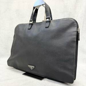 1円〜 美品 PRADA プラダ サフィアーノレザー 白タグあり ビジネスバック