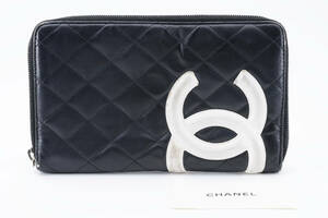 1円〜　美品　CHANEL シャネル　カンボンライン　ココマーク　ラムスキン　長財布　マトラッセ　　アラウンドジップ　シリアルシール　