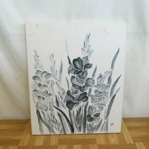 Art hand Auction P749 [This might be a treasure! ] Ink painting of flowers, artist unknown, canvas, used /5, Artwork, Painting, Ink painting