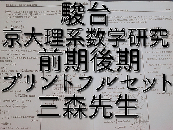 駿台 三森先生 前期・後期 京大理系数学研究 プリントフルセット 上位クラス 河合塾 駿台 鉄緑会 Z会 東進 SEG
