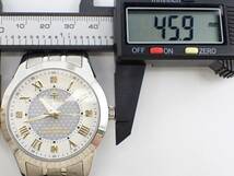 1000円～☆J HARRISON ジョンハリソン 電波ソーラー メンズ腕時計 JH-082 白文字盤 4P石付き/N10573_画像7