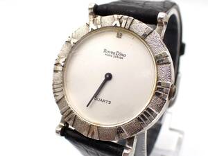 1000円～☆Roveｎ Dino ロマンディーノ QZ メンズ腕時計 RD-2913G 925刻印 白文字盤 ラウンド/PO01301-9