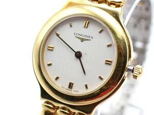 ●稼働品☆1円～☆LONGINES ロンジン QZ レディース腕時計 153 7284 ゴールドカラー 白文字盤/N12997