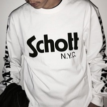 Schott N.Y.C.◆ショット ロンＴ◆長袖Ｔシャツ白Ｌ_画像4