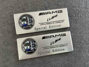 メルセデス・ベンツ BENZ AMG★8*3CM★ カーステッカー エンブレム プレート アルミ製 フェンダーバッジ シール 傷を隠す 2枚セット 510番