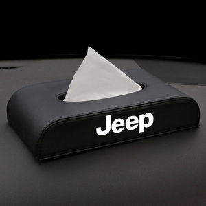 ジープ JEEP 車用ティッシュボックス PUレザー 高級ティッシュケース 磁石開閉 車内収納ケース ロゴ入り 防水 ブラック