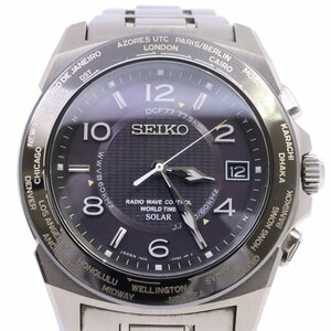 【訳あり品】SEIKO セイコー ブライツ ワールドタイム ソーラー電波 メンズ 腕時計 チタン 黒文字盤 SAGZ021 / 7B25-0AC0【いおき質店】