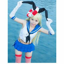 ★送料無料★Lサイズ 艦これ 島風（しまかぜ） コスプレ 艦隊これくしょん セーラー服 バニーガール ゲーム アニメ 衣装 レディース_画像7