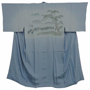  luck .* long kimono-like garment silk for man type dyeing blue color scenery large name line row .70cm SK359