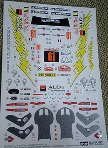 タミヤ 1/24 ボジアンレーシング プジョー206WRC モンテカルロ `05　品番24283用・カルトグラフデカール レターパック発送