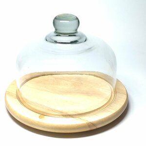 【侍】ガラス フードカバー 木製 ケーキドーム ディスプレイドーム パーティー カフェ雑貨 20+371