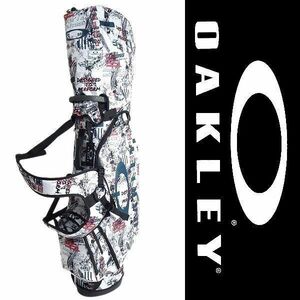 ■OAKLEY オークリー スカル 新品 定価2.6万 9.5型 総柄プリント スタンド式 キャディバッグ ゴルフバッグ FOS901378 164 ▲076▼bus209ky