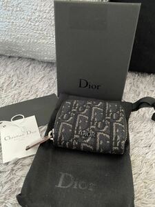 未使用 新品 Dior ディオール オブリーク ジャガード ラウンドファスナー コインケース 型番2OBCP038YSE トロッター ブラック 定価約6万円
