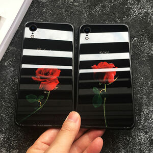 iPhone XS Max ケース アイフォン テンエス マックス カバー 背面カバー TPU&ガラスケース バラ