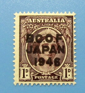 占領軍切手　英連邦軍発行　オーストラリア切手　B.C.O.F.JAPAN　加刷 1D　ヒンジ跡　未使用