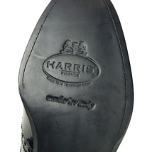 【未使用】定価約6.3万 ハリス HARRIS《高級イタリア製ドレスシューズ》上質パテントレザー スタッズ ウイングチップ 黒40(25～25.5) 革底_画像6