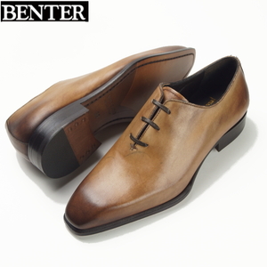 【未使用】ベンター BENTER ホールカット 《上質イタリア製》ドレス・ビジネスシューズ 39(24.5) CUOIO 茶系 マッケイ製法革底