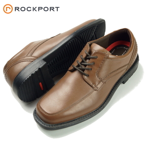 【未使用】ROCKPORT ロックポート《TRUTECH 軽量・クッション》エプロントゥ U-TIP 本革 ビジネス シューズ 25cm キャメル系 