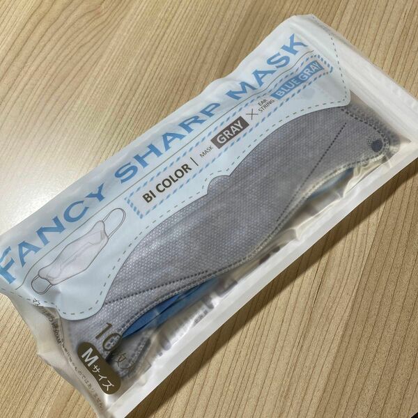 ファンシーシャープマスク　バイカラー　グレイ×ブルーグレー　Mサイズ　10枚