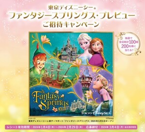 レシート懸賞応募 東京ディズニーシー ファンタジースプリングス プレビューご招待キャンペーン B賞 プレビューパスポート当たる