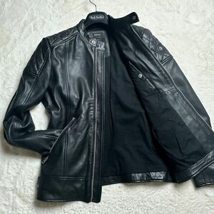 【極美品】DIESEL ディーゼル シングルライダース レザージャケット 羊革 シープスキン トロトロ ブランド刻印 ロゴプレート 黒 表記S(M)