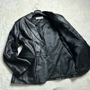 【希少4XL/極美品】BALMAIN paris バルマン レザー テーラードジャケット 羊革 シープスキン 本革 トロトロ 黒 ブラック 5L