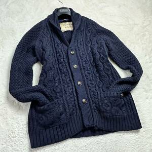 【美品/超希少サイズ】Scotch&Soda スコッチ＆ソーダ ショールカラー 編み込み ケーブル ワッフル ニット カーディガン ブランド刻印 2XL