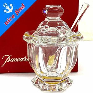 美品◆バカラ Baccarat◆ミズーリ シュガーポット ジャムポット マスタードポット スプーン 透明 クリスタルガラス 箱付き 洋食器 キッチン