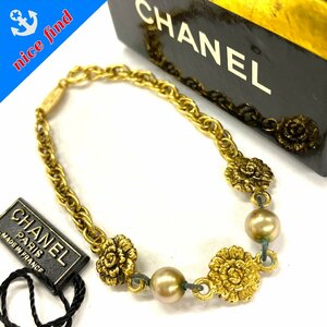 ◆シャネル CHANEL◆カメリア パール チェーン ブレスレット ゴールド メッキ レディース アクセサリー 1983年 ヴィンテージ