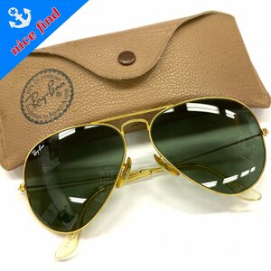 ◆レイバン Ray-Ban◆アビエーター L0205 ティアドロップ型 サングラス グリーン ゴールド メタル ボシュロム アクセサリー アイウェア