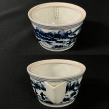 西村徳泉 染付 煎茶道具 宝瓶 湯冷まし 煎茶碗5客 茶器 _画像5